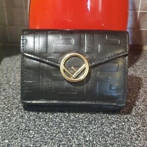 Fendi Embossed Monogram Trifold Micro Mini Wallet